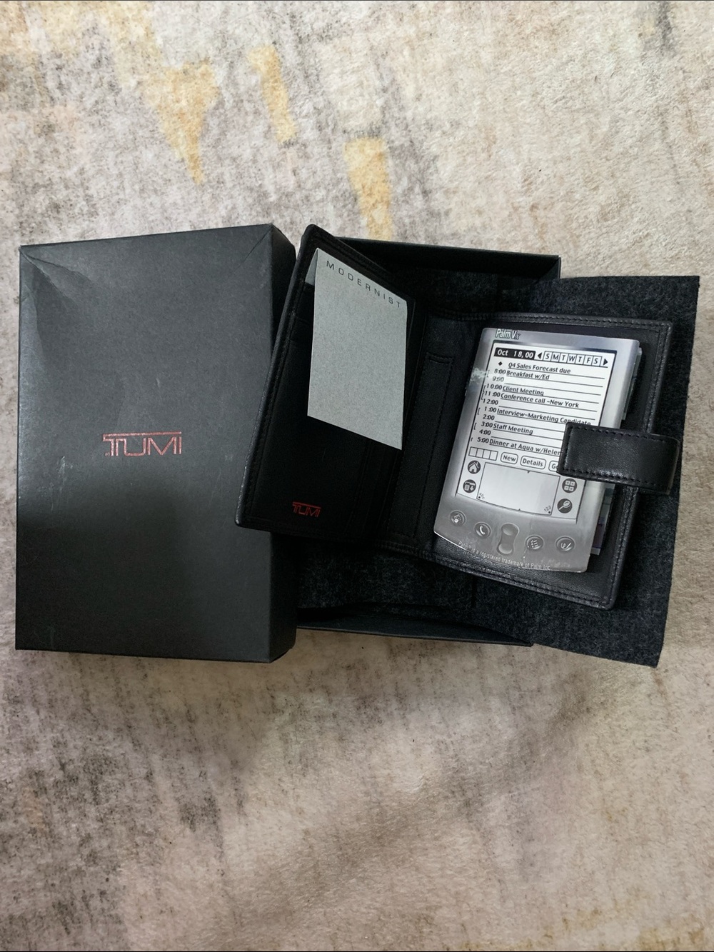 NWT Tumi Black Full Grain Napa Leather PDA Organizer with Snap Closure